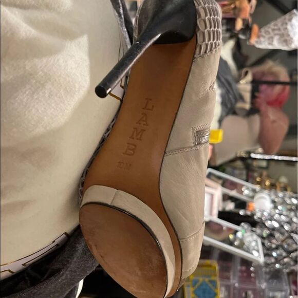 COPY - 10 LAMB “Bicara” booties stiletto heels peep toe zombie leather platform… - Picture 6 of 12